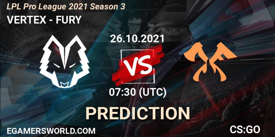 Pronósticos VERTEX - FURY. 26.10.21. LPL Pro League 2021 Season 3 - CS2 (CS:GO)