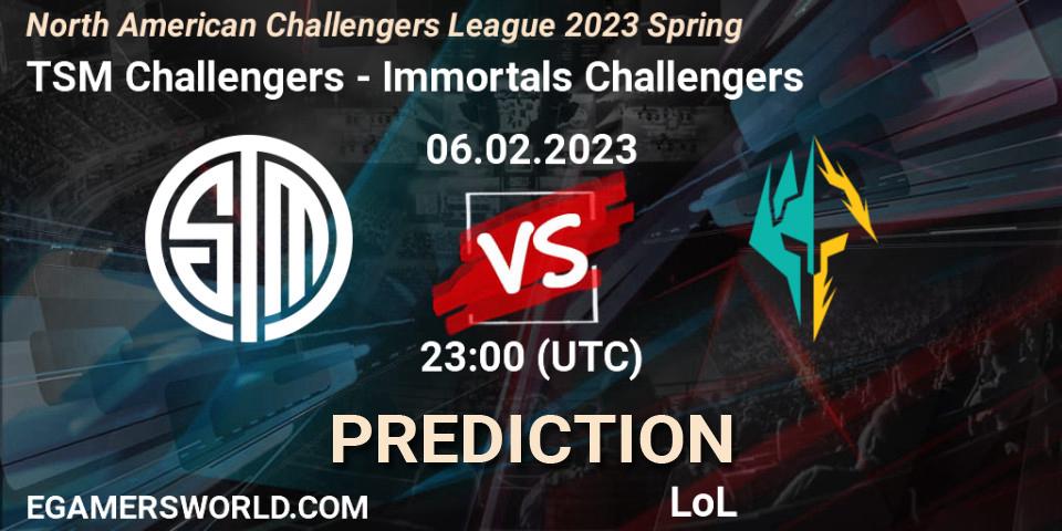 Pronósticos TSM Challengers - Immortals Challengers. 06.02.23. NACL 2023 Spring - Group Stage - LoL