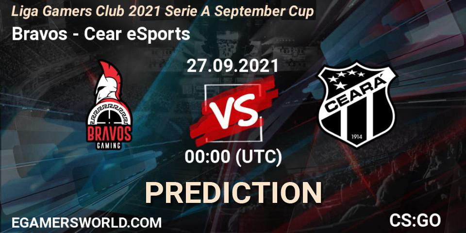 Pronósticos Bravos - Ceará eSports. 27.09.2021 at 00:00. Liga Gamers Club 2021 Serie A September Cup - Counter-Strike (CS2)