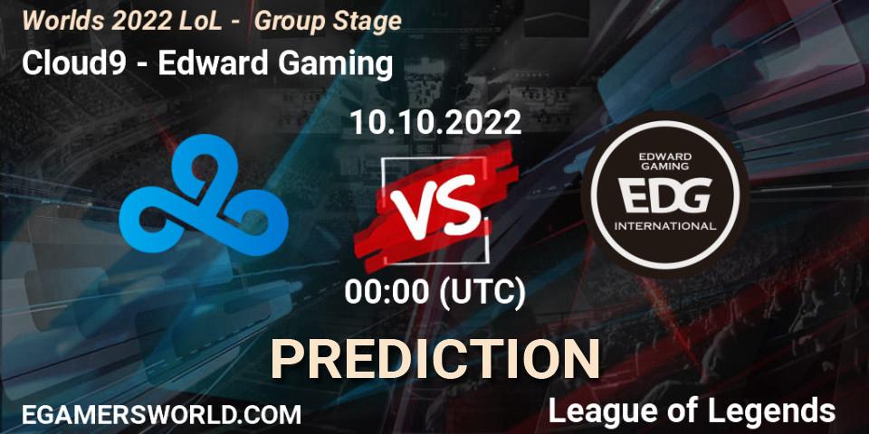 Pronósticos Cloud9 - Edward Gaming. 13.10.2022 at 21:00. Worlds 2022 LoL - Group Stage - LoL