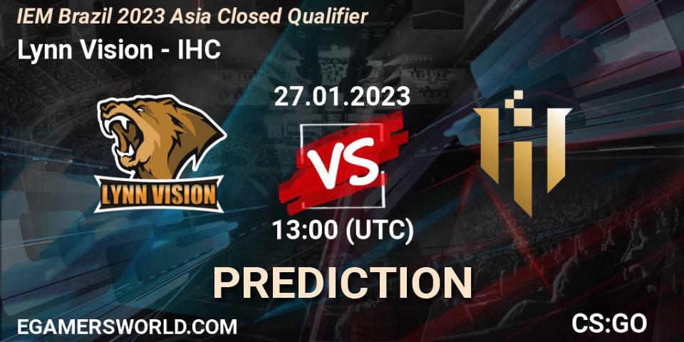 Pronósticos Lynn Vision - IHC. 27.01.2023 at 13:00. IEM Brazil Rio 2023 Asia Closed Qualifier - Counter-Strike (CS2)