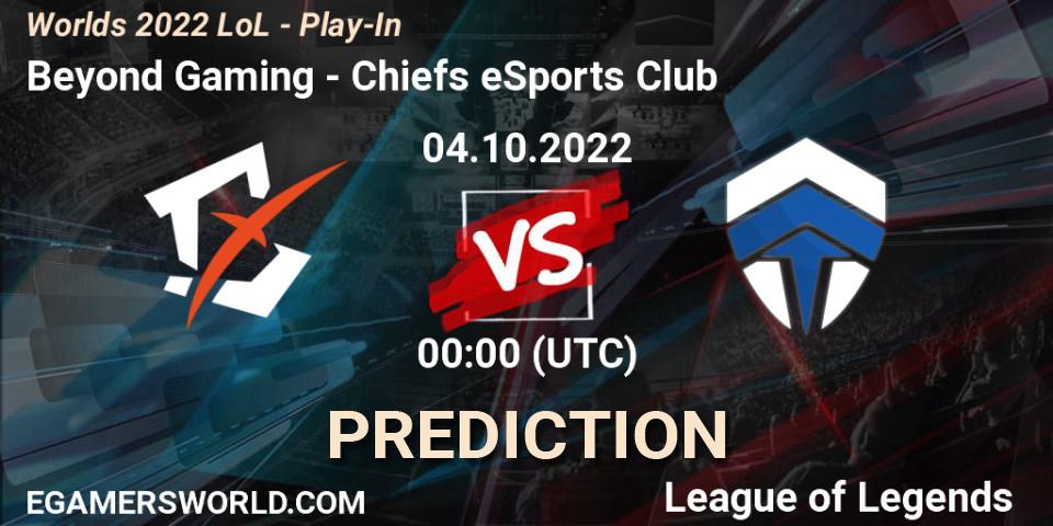 Pronósticos Chiefs eSports Club - Beyond Gaming. 02.10.22. Worlds 2022 LoL - Play-In - LoL