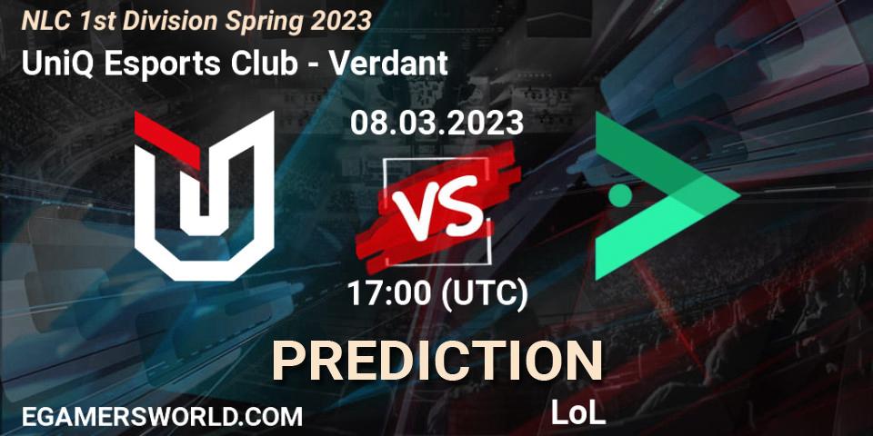Pronósticos UniQ Esports Club - Verdant. 14.02.2023 at 20:00. NLC 1st Division Spring 2023 - LoL