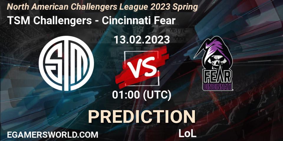 Pronósticos TSM Challengers - Cincinnati Fear. 13.02.23. NACL 2023 Spring - Group Stage - LoL