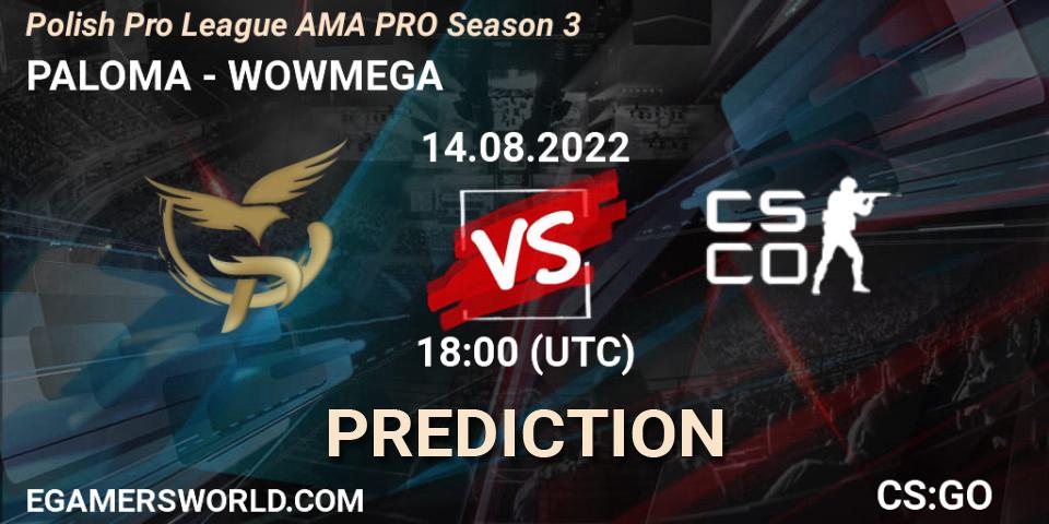 Pronósticos PALOMA - WOWMEGA. 14.08.2022 at 18:00. Polish Pro League AMA PRO #3 - Counter-Strike (CS2)