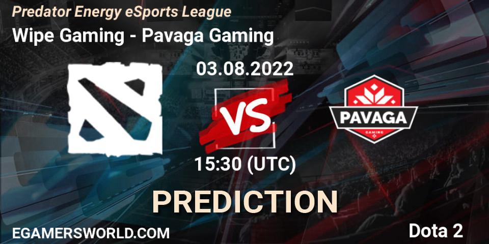 Pronósticos Wipe Gaming - Pavaga Gaming. 03.08.22. Predator Energy eSports League - Dota 2