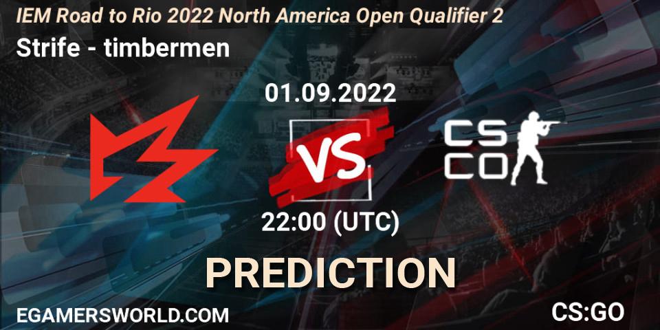 Pronósticos Strife - timbermen. 01.09.2022 at 22:00. IEM Road to Rio 2022 North America Open Qualifier 2 - Counter-Strike (CS2)