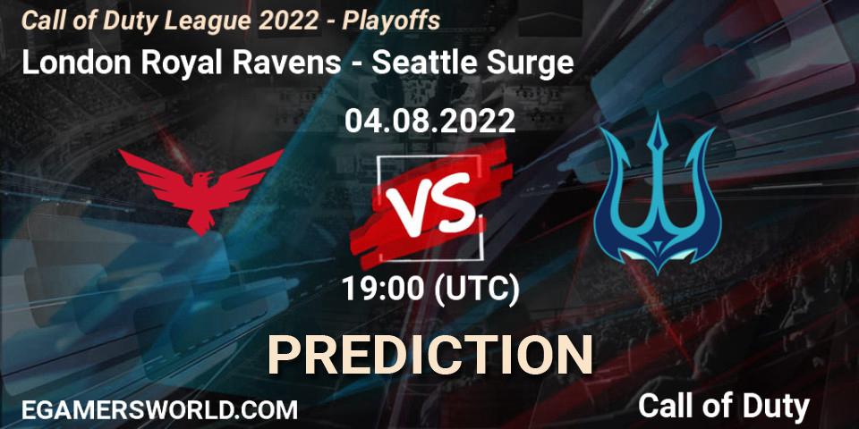 Pronósticos London Royal Ravens - Seattle Surge. 04.08.22. Call of Duty League 2022 - Playoffs - Call of Duty