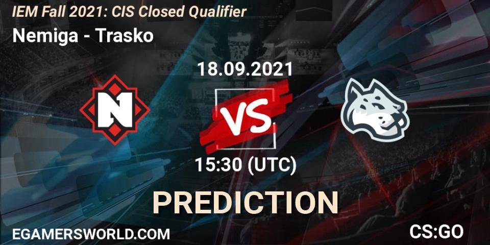 Pronósticos Nemiga - Trasko. 18.09.2021 at 15:50. IEM Fall 2021: CIS Closed Qualifier - Counter-Strike (CS2)