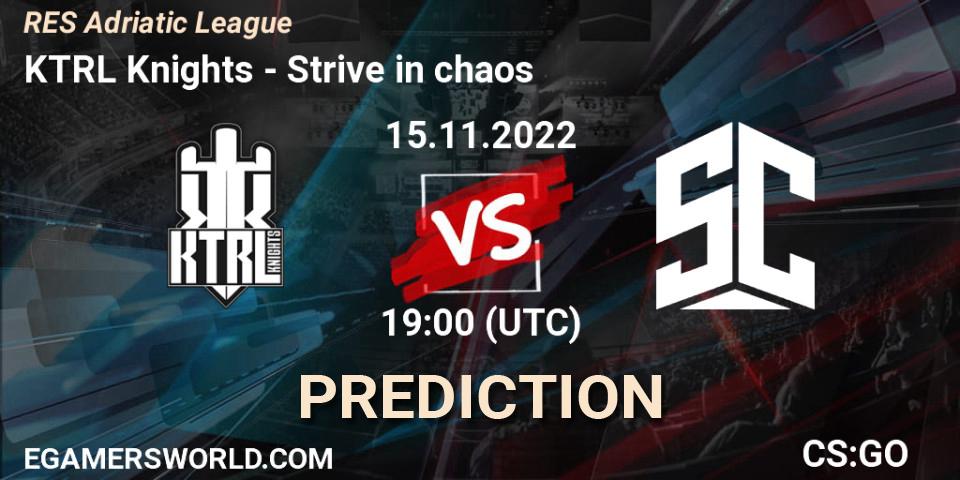 Pronósticos KTRL Knights - Strive in chaos. 15.11.2022 at 19:00. RES Adriatic League - Counter-Strike (CS2)