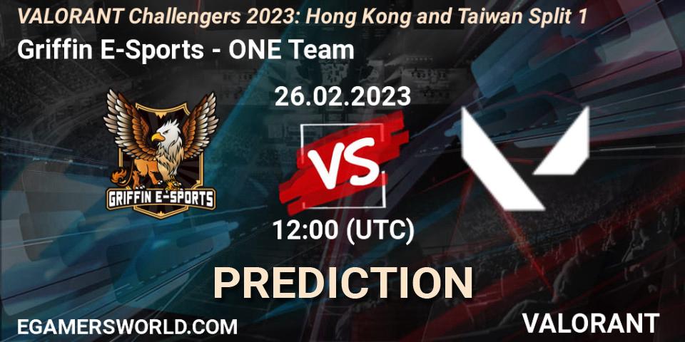 Pronósticos Griffin E-Sports - ONE Team. 26.02.2023 at 10:20. VALORANT Challengers 2023: Hong Kong and Taiwan Split 1 - VALORANT