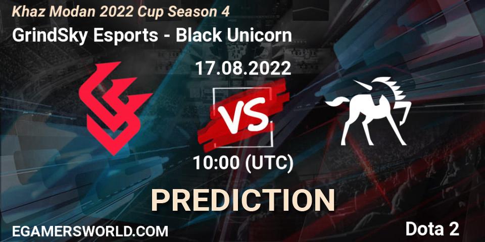 Pronósticos GrindSky Esports - Black Unicorn. 17.08.2022 at 10:00. Khaz Modan 2022 Cup Season 4 - Dota 2
