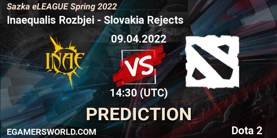 Pronósticos Inaequalis Rozbíječi - Slovakia Rejects. 09.04.2022 at 16:00. Sazka eLEAGUE Spring 2022 - Dota 2