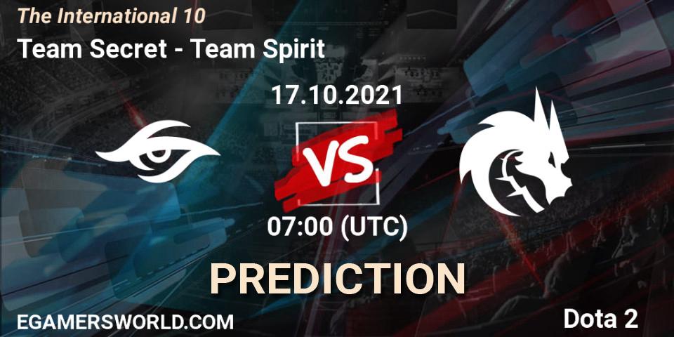Pronósticos Team Secret - Team Spirit. 17.10.21. The Internationa 2021 - Dota 2