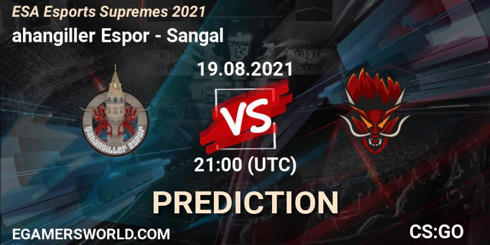 Pronósticos Şahangiller Espor - Sangal. 20.08.2021 at 15:20. ESA Esports Supremes 2021 - Counter-Strike (CS2)