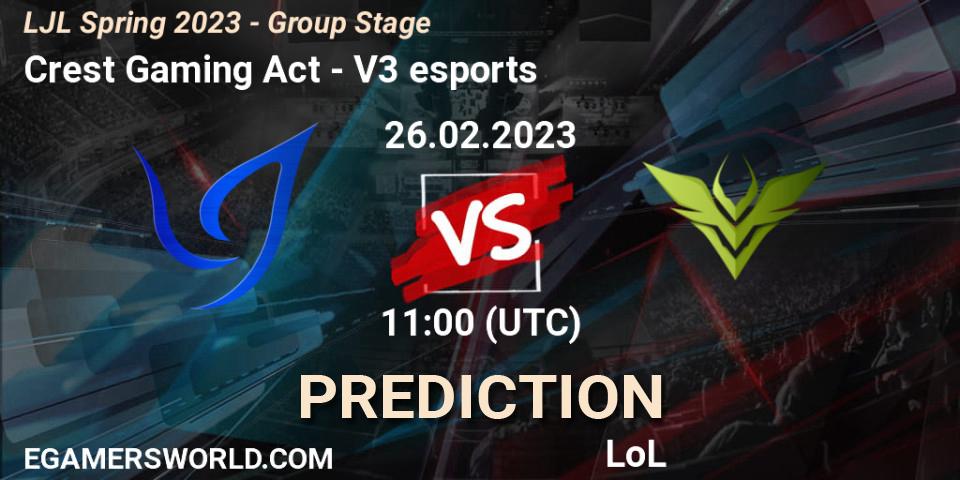 Pronósticos Crest Gaming Act - V3 esports. 26.02.23. LJL Spring 2023 - Group Stage - LoL