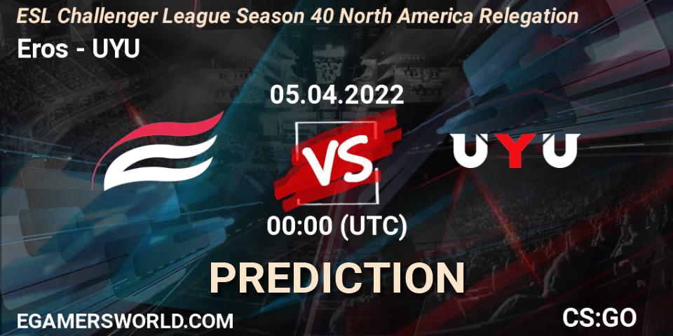 Pronósticos Eros - UYU. 05.04.2022 at 00:00. ESL Challenger League Season 40 North America Relegation - Counter-Strike (CS2)