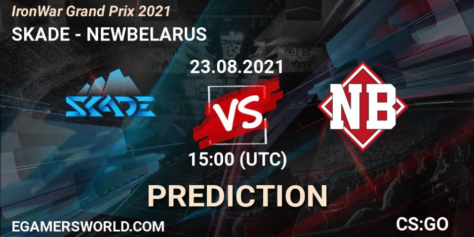 Pronósticos SKADE - NEWBELARUS. 23.08.2021 at 15:15. IronWar Grand Prix 2021 - Counter-Strike (CS2)