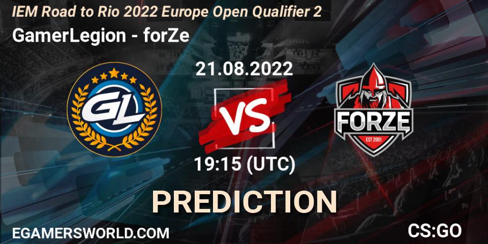Pronósticos GamerLegion - forZe. 21.08.22. IEM Road to Rio 2022 Europe Open Qualifier 2 - CS2 (CS:GO)