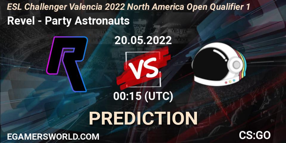 Pronósticos Revel - Party Astronauts. 20.05.2022 at 00:15. ESL Challenger Valencia 2022 North America Open Qualifier 1 - Counter-Strike (CS2)
