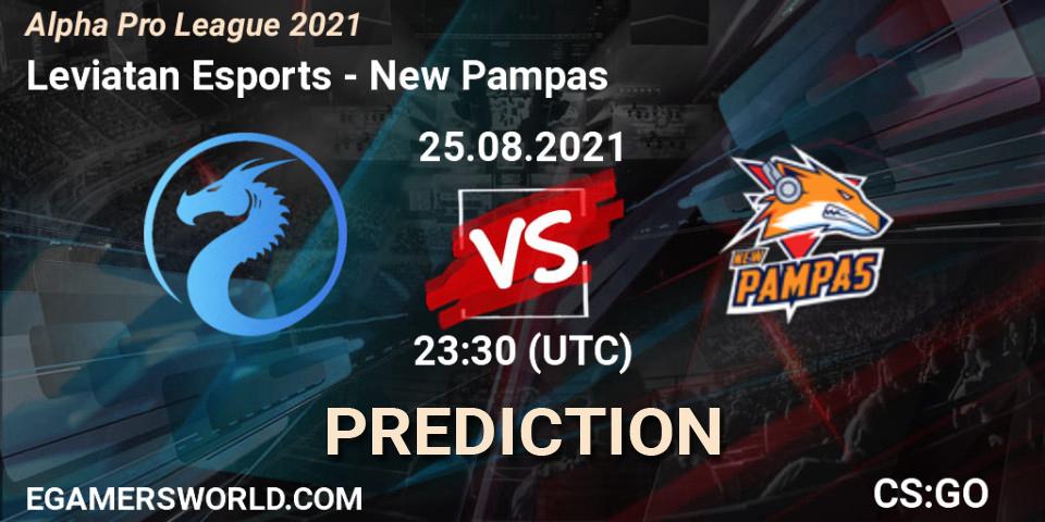 Pronósticos Leviatan Esports - New Pampas. 25.08.2021 at 23:30. Alpha Pro League 2021 - Counter-Strike (CS2)
