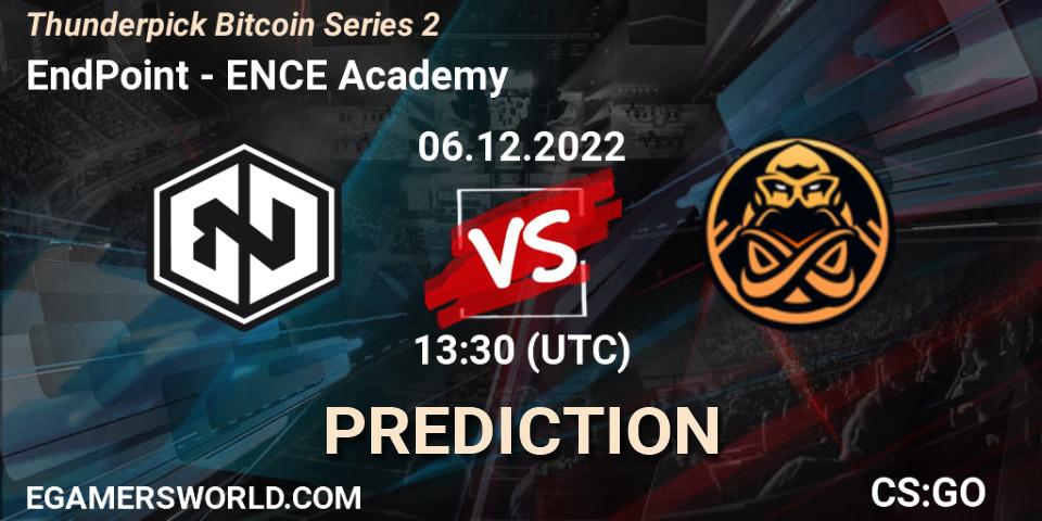 Pronósticos EndPoint - ENCE Academy. 06.12.2022 at 13:55. Thunderpick Bitcoin Series 2 - Counter-Strike (CS2)