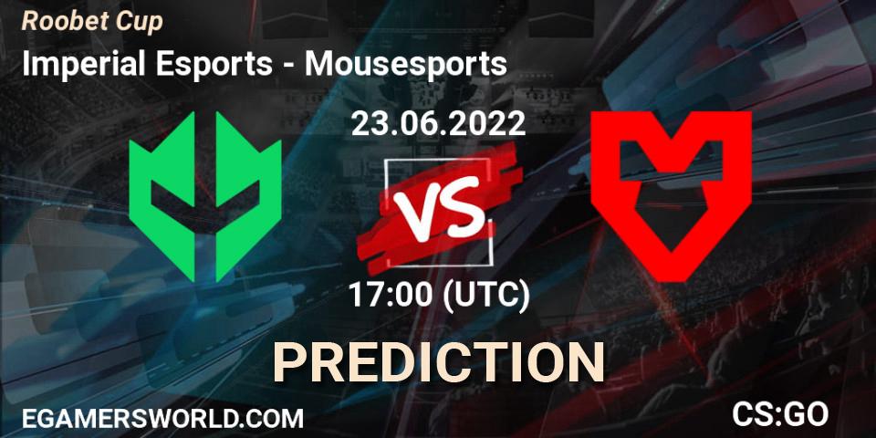 Pronósticos Imperial Esports - Mousesports. 23.06.2022 at 17:00. Roobet Cup - Counter-Strike (CS2)