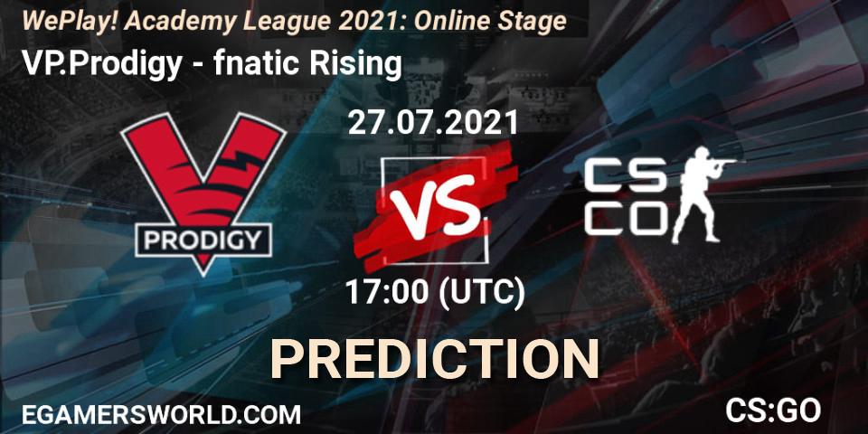Pronósticos VP.Prodigy - fnatic Rising. 27.07.2021 at 16:00. WePlay Academy League Season 1: Online Stage - Counter-Strike (CS2)