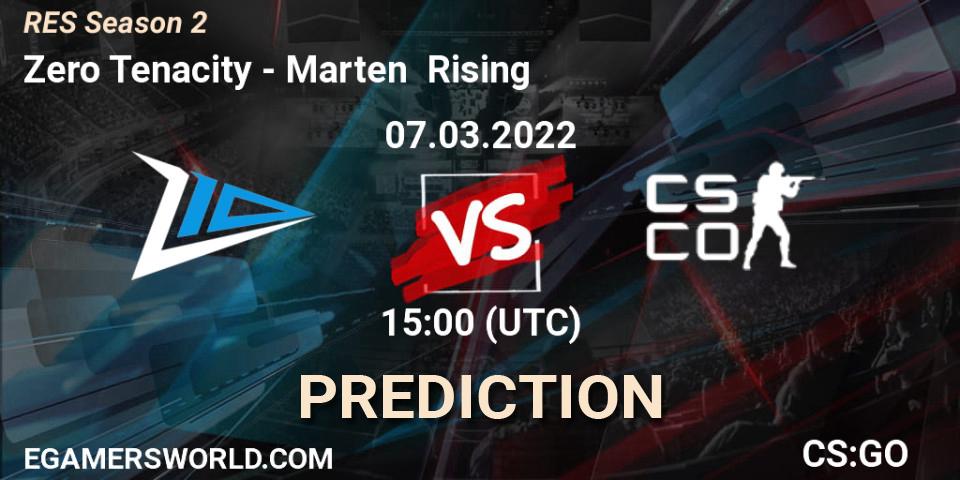 Pronósticos Zero Tenacity - Marten Rising. 07.03.2022 at 15:00. RES Season 2 - Counter-Strike (CS2)