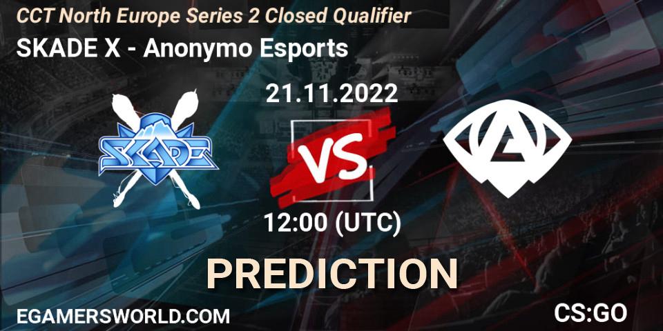 Pronósticos SKADE X - Anonymo Esports. 21.11.2022 at 12:00. CCT North Europe Series 2 Closed Qualifier - Counter-Strike (CS2)