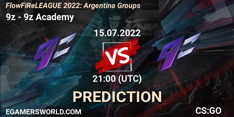 Pronósticos 9z - 9z Academy. 15.07.2022 at 21:00. FlowFiReLEAGUE 2022: Argentina Groups - Counter-Strike (CS2)