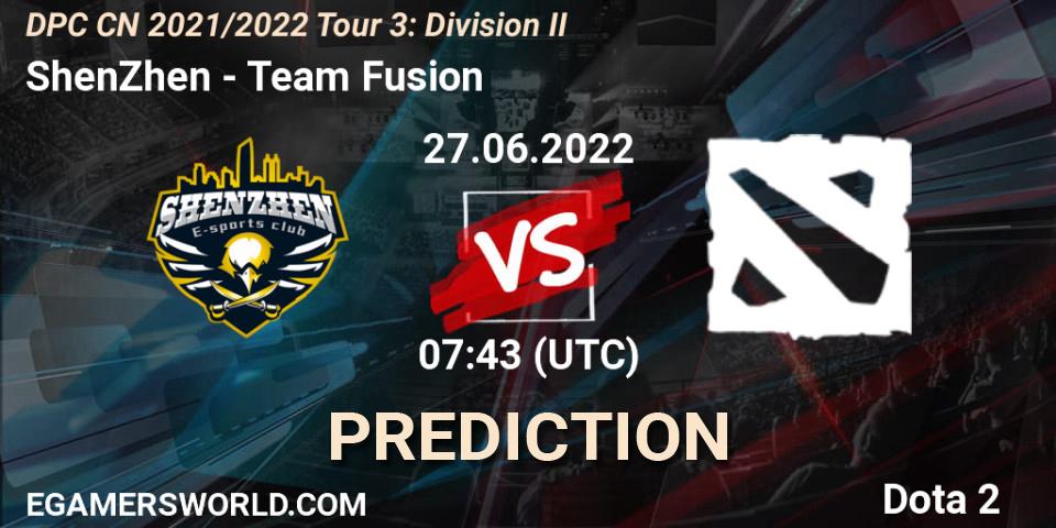 Pronósticos ShenZhen - Team Fusion. 27.06.22. DPC CN 2021/2022 Tour 3: Division II - Dota 2