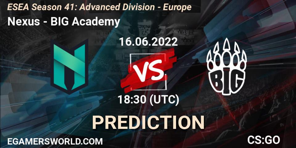 Pronósticos Nexus - BIG Academy. 17.06.2022 at 12:00. ESEA Season 41: Advanced Division - Europe - Counter-Strike (CS2)