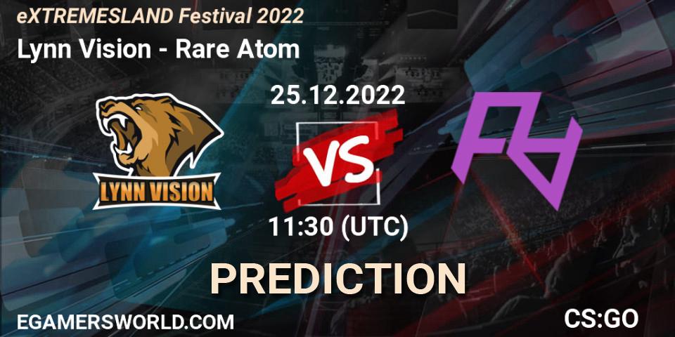 Pronósticos Lynn Vision - Rare Atom. 25.12.2022 at 12:00. eXTREMESLAND Festival 2022 - Counter-Strike (CS2)