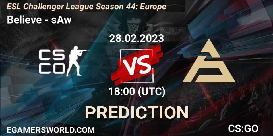 Pronósticos Believe - sAw. 10.03.23. ESL Challenger League Season 44: Europe - CS2 (CS:GO)