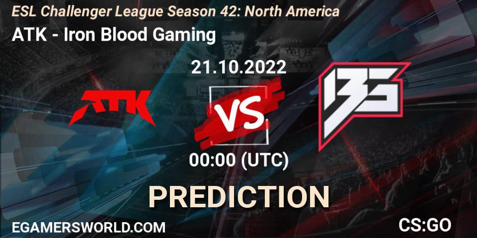 Pronósticos ATK - Iron Blood Gaming. 21.10.2022 at 00:00. ESL Challenger League Season 42: North America - Counter-Strike (CS2)