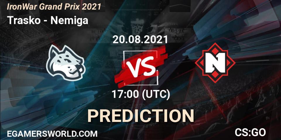 Pronósticos Trasko - Nemiga. 20.08.2021 at 17:10. IronWar Grand Prix 2021 - Counter-Strike (CS2)