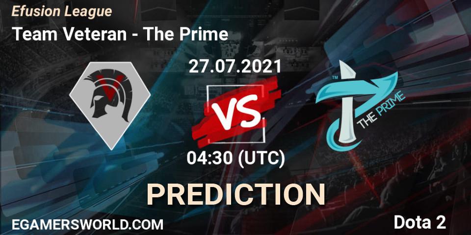 Pronósticos Team Veteran - The Prime. 27.07.2021 at 04:45. Efusion League - Dota 2