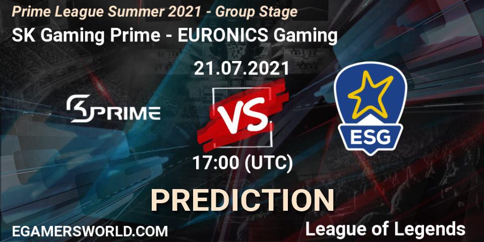 Pronósticos SK Gaming Prime - EURONICS Gaming. 21.07.21. Prime League Summer 2021 - Group Stage - LoL