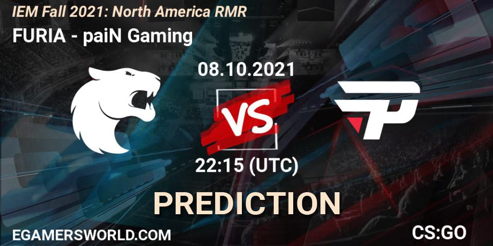 Pronósticos FURIA - paiN Gaming. 09.10.2021 at 00:00. IEM Fall 2021: North America RMR - Counter-Strike (CS2)