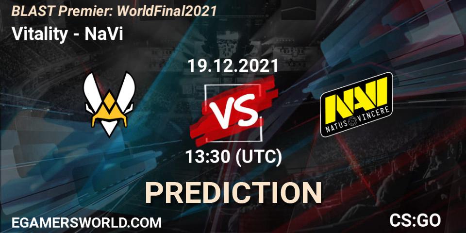 Pronósticos Vitality - NaVi. 19.12.2021 at 13:30. BLAST Premier: World Final 2021 - Counter-Strike (CS2)