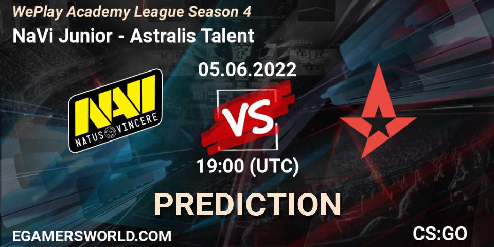 Pronósticos NaVi Junior - Astralis Talent. 05.06.2022 at 17:30. WePlay Academy League Season 4 - Counter-Strike (CS2)