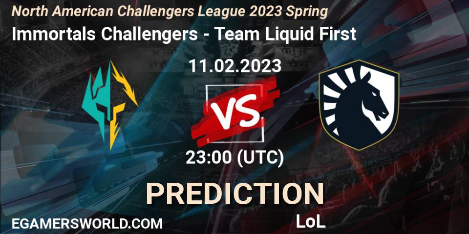 Pronósticos Immortals Challengers - Team Liquid First. 11.02.23. NACL 2023 Spring - Group Stage - LoL