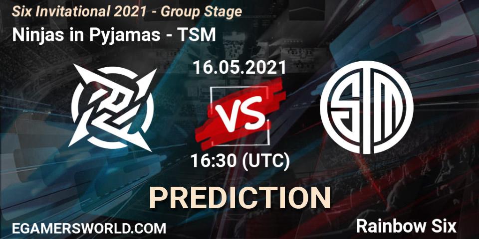 Pronósticos Ninjas in Pyjamas - TSM. 16.05.2021 at 16:30. Six Invitational 2021 - Group Stage - Rainbow Six
