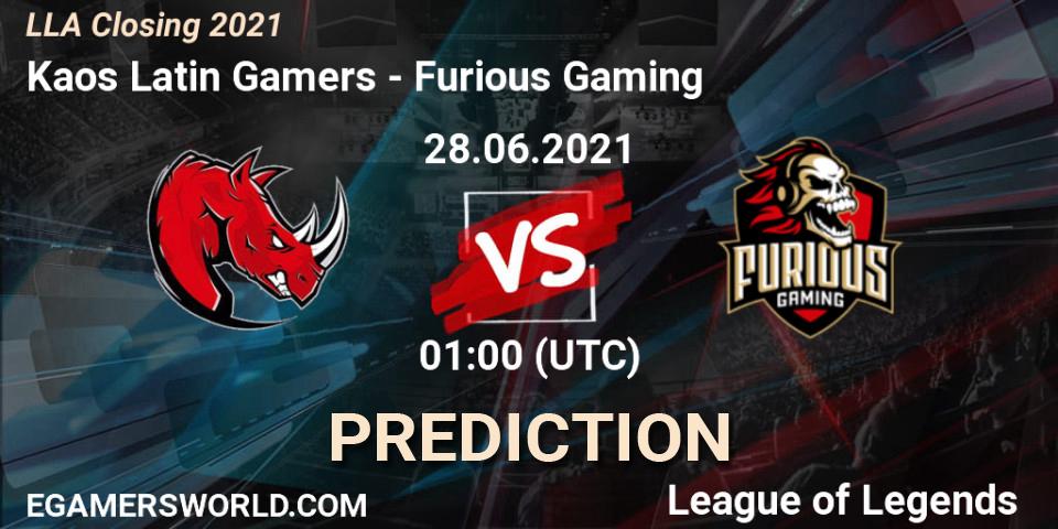 Pronósticos Kaos Latin Gamers - Furious Gaming. 28.06.21. LLA Closing 2021 - LoL