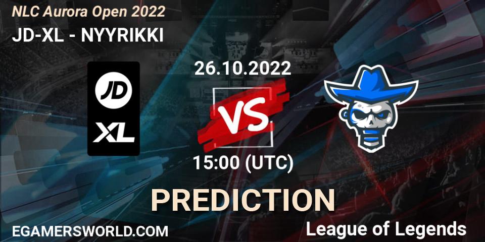 Pronósticos JD-XL - NYYRIKKI. 26.10.2022 at 16:00. NLC Aurora Open 2022 - LoL