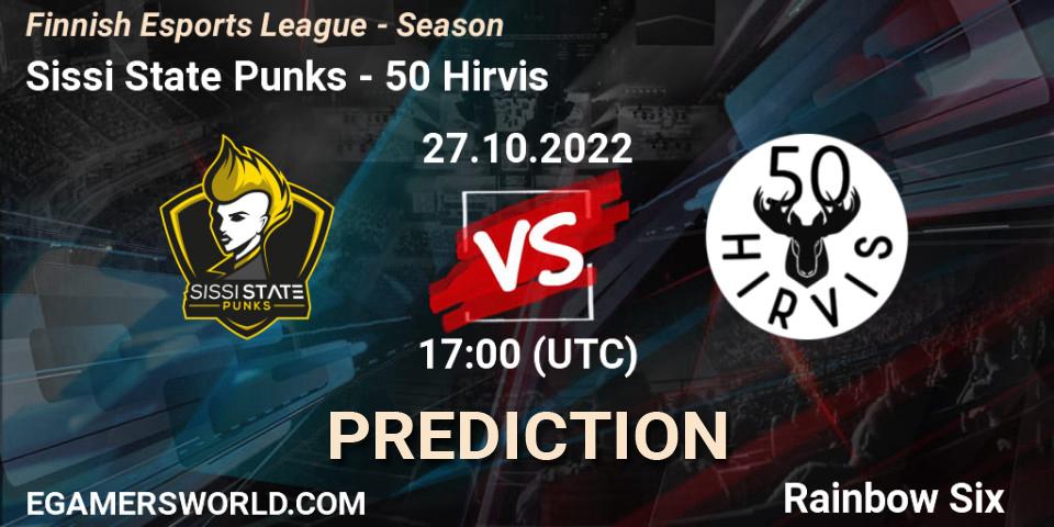 Pronósticos Sissi State Punks - 50 Hirvis. 27.10.2022 at 17:00. Finnish Esports League - Season - Rainbow Six
