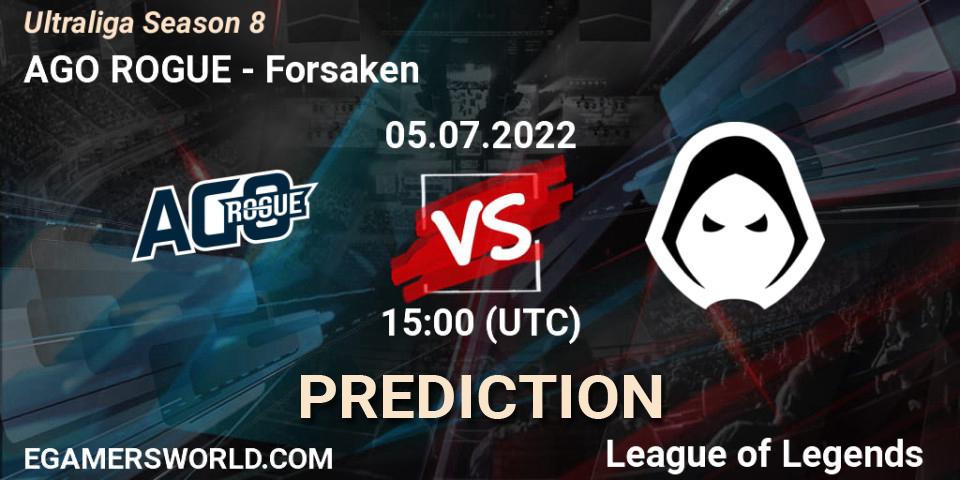 Pronósticos AGO ROGUE - Forsaken. 05.07.2022 at 15:00. Ultraliga Season 8 - LoL