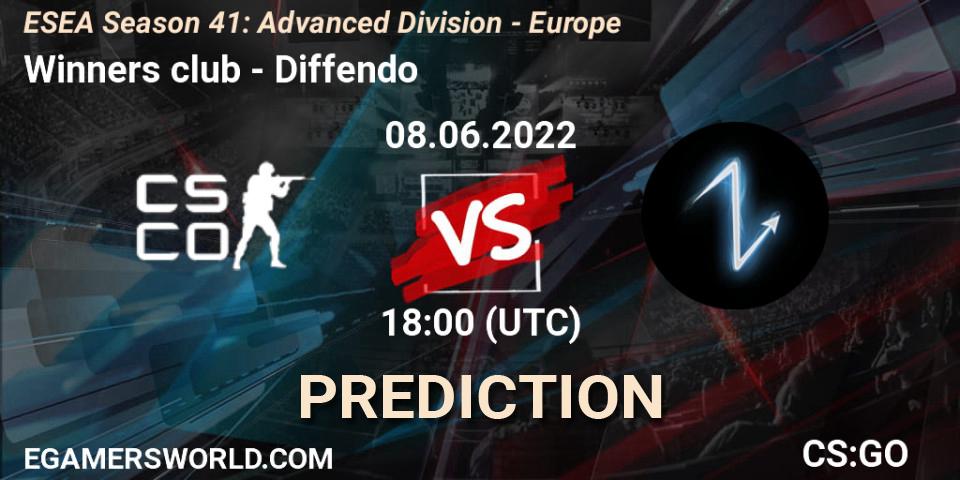 Pronósticos Winners club - Diffendo. 10.06.2022 at 17:00. ESEA Season 41: Advanced Division - Europe - Counter-Strike (CS2)