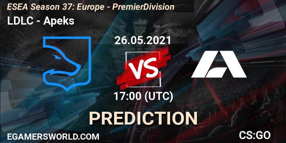 Pronósticos LDLC - Apeks. 26.05.2021 at 17:00. ESEA Season 37: Europe - Premier Division - Counter-Strike (CS2)